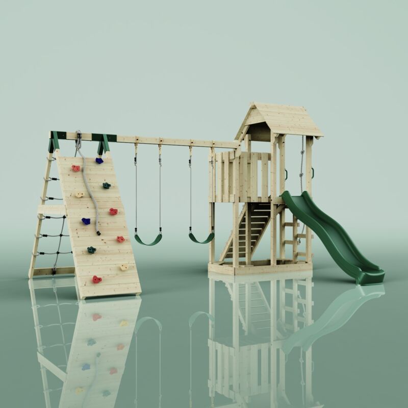 PolarPlay Tour de jeux Roskilde Vert 451 x 357 cm Balançoire pour enfants
