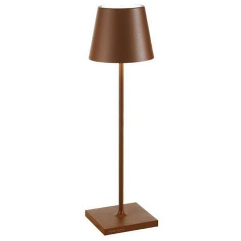 Poldina pro dimmbare wiederaufladbare led tischlampe 2.2w warmes licht 3000k aluminium corten farbe mit usb kabel und batterieladegerÄt ld0340r3