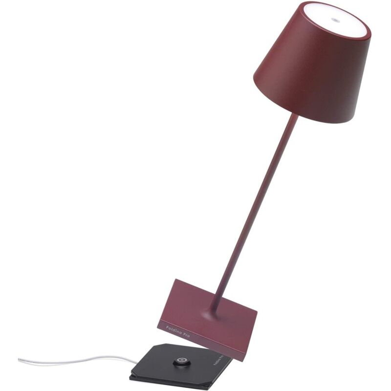 Perenz - Lampe de table led Poldina Pro Bordeaux, rechargeable et dimmable