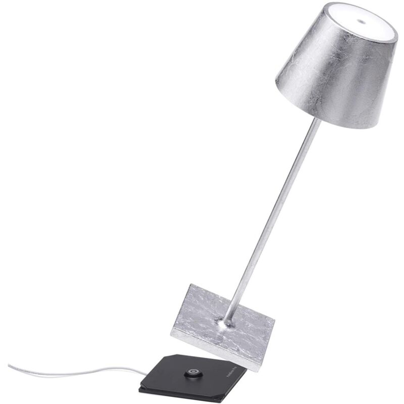 Zafferano - Lampe de table led Poldina Pro Silver Leaf, rechargeable et dimmable