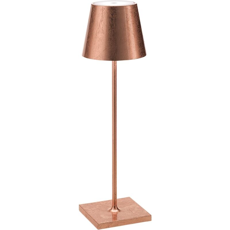 Lampe de table led Poldina Pro Copper Leaf, rechargeable et dimmable avec une autonomie allant jusqu'à 12 heures
