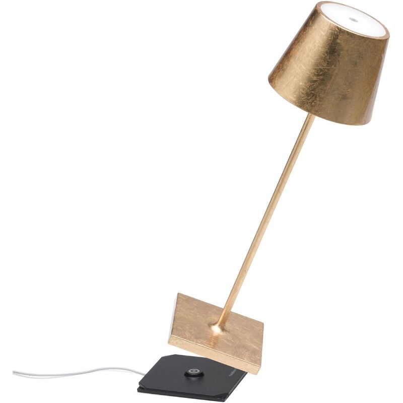 Zafferano - Poldina Pro Lampe de Table, Lampe Portable Rechareable, IP65, Or, 38 cm