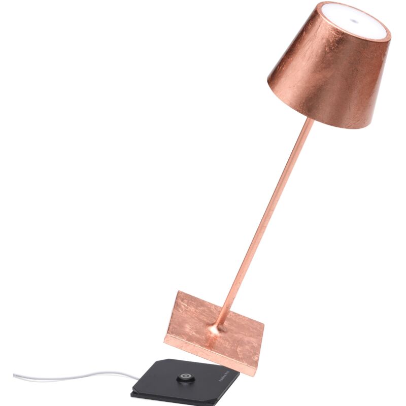 Zafferano - Poldina Pro Lampe de Table, Lampe Portable Rechareable, IP65, Cuivre, 38 cm