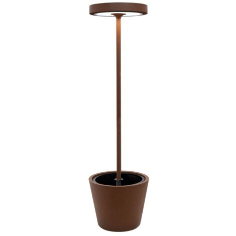 Poldina Reverso Solar L Corten - Lampadaire LED solaire et rechargeable 11,7W - Lampadaire extérieur et intérieur H.156cm