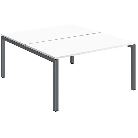 Pôle 2 bureaux droits Teamline L 180 cm - plateaux blanc piètement métal anthracite arche - Maxiburo