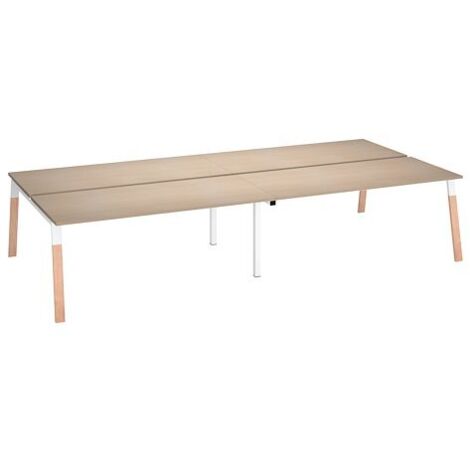 Pôle 4 bureaux droits L 180 x P 80 cm, piétement bois métal chêne clair - Arch - Maxiburo