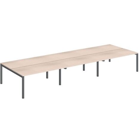 Pôle 6 bureaux droits Teamline L 480 cm - plateaux chêne clair piètement métal anthracite arche - Maxiburo