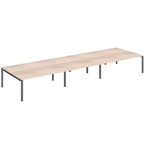 Bureau droit plateau chêne clair Teamline L 140 cm - piètement métal