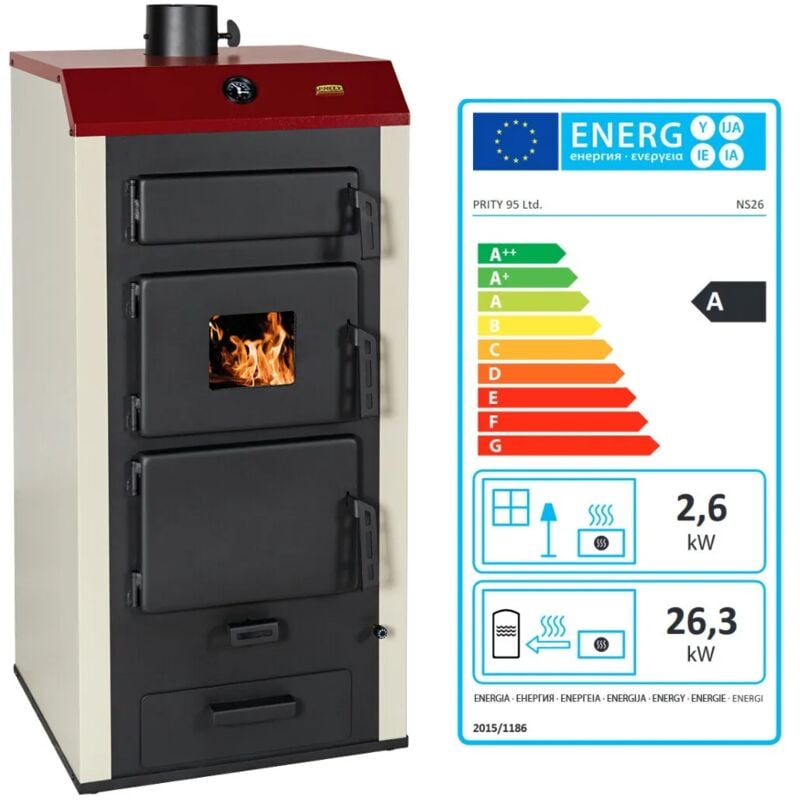 Prity - Poêle à bois avec bouilleur NS26 2.6 + 26.3 Kw