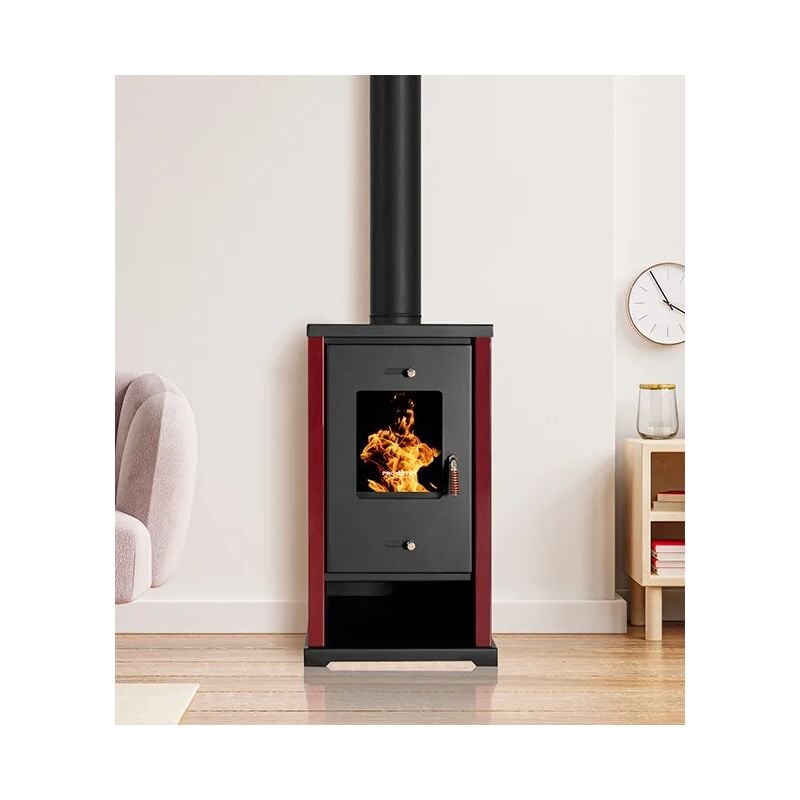 Poêle à bois Prometey Mini Eco Rouge - 6.3 kw