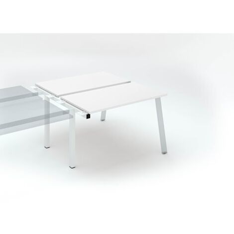 Pôle de 2 bureaux droits blanc L 120 x P 60 cm, piétement métal blanc - Arch - Elément suivant - Maxiburo