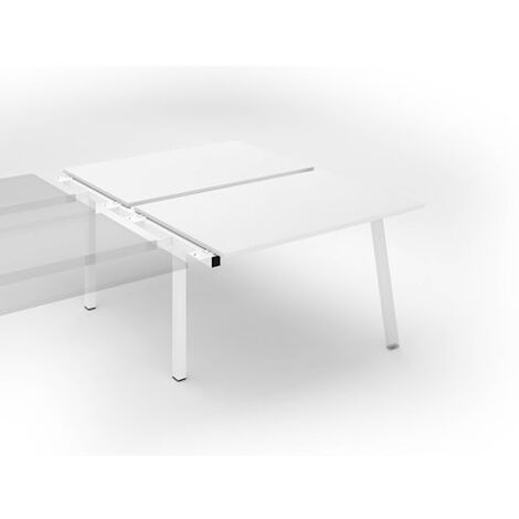 Pôle de 2 bureaux droits blanc L 140 x P 80 cm, piétement métal blanc - Arch - Elément suivant - Maxiburo