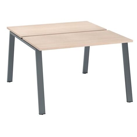 Pôle de 2 bureaux droits chêne clair L 120 x P 60 cm, piétement métal anthracite - Arch - Maxiburo