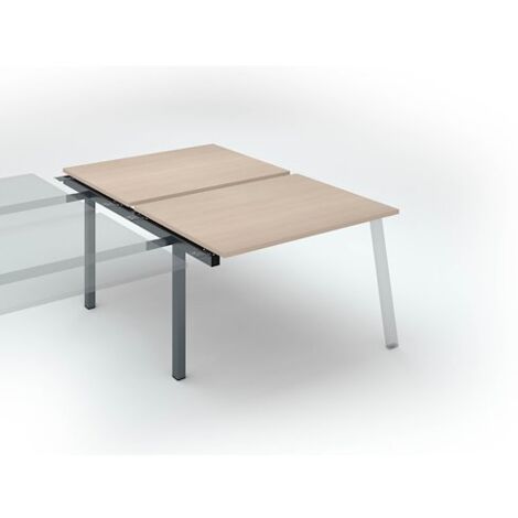 Pôle de 2 bureaux droits chêne clair L 120 x P 80 cm, piétement métal anthracite - Arch - Elément suivant - Maxiburo