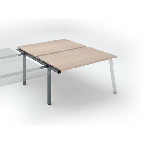 Pôle de 2 bureaux droits chêne clair L 140 x P 80 cm, piétement métal anthracite - Arch - Elément suivant - Maxiburo