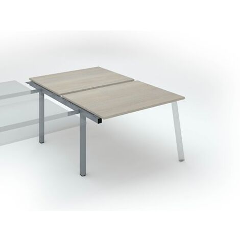 Pôle de 2 bureaux droits chêne gris L 120 x P 80 cm, piétement métal aluminium - Arch - Elément suivant - Maxiburo
