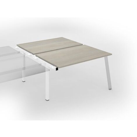Pôle de 2 bureaux droits chêne gris L 140 x P 80 cm, piétement métal blanc - Arch - Elément suivant - Maxiburo