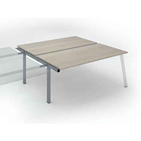 Pôle de 2 bureaux droits chêne gris L 180 x P 80 cm, piétement métal aluminium - Arch - Elément suivant - Maxiburo