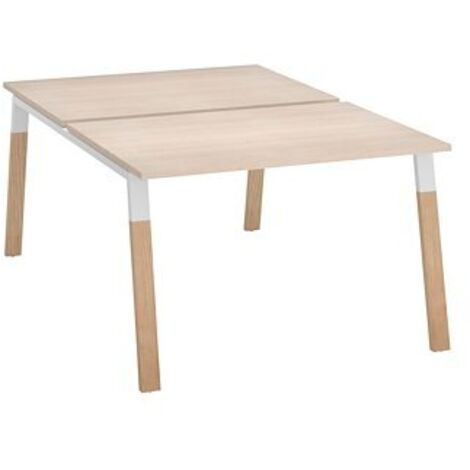 Pôle de 2 bureaux droits L 120 x P 80 cm, piétement bois métal blanc - Arch - Maxiburo