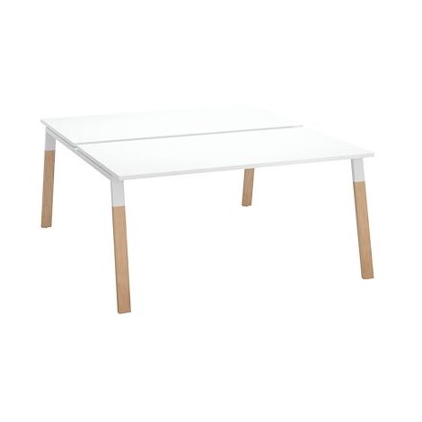 Pôle de 2 bureaux droits L 160 x P 80 cm, piétement bois métal blanc - Arch - Maxiburo