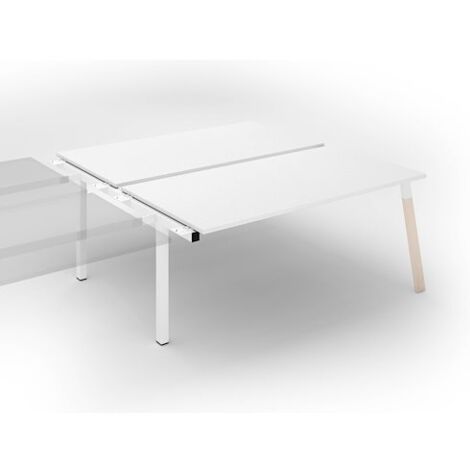 Pôle de 2 bureaux droits L 180 x P 80 cm, piétement bois métal blanc - Arch - Elément suivant - Maxiburo