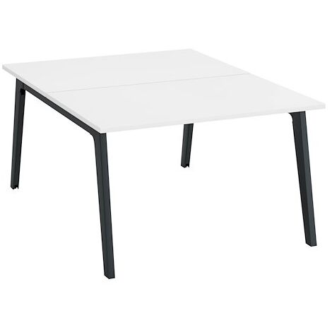 Pôle de 2 bureaux Exprim blanc + goulotte L 120 cm - piètement anthracite - Maxiburo