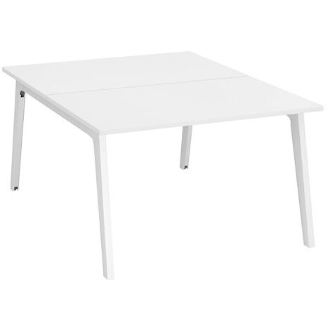 Pôle de 2 bureaux Exprim blanc + goulotte L 120 cm - piètement blanc - Maxiburo