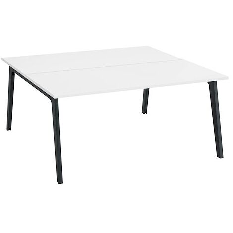 Pôle de 2 bureaux Exprim blanc + goulotte L 160 cm - piètement anthracite - Maxiburo