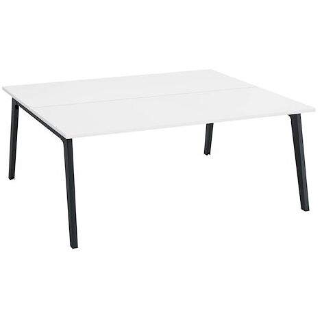 Pôle de 2 bureaux Exprim blanc + goulotte L 180 cm - piètement anthracite - Maxiburo