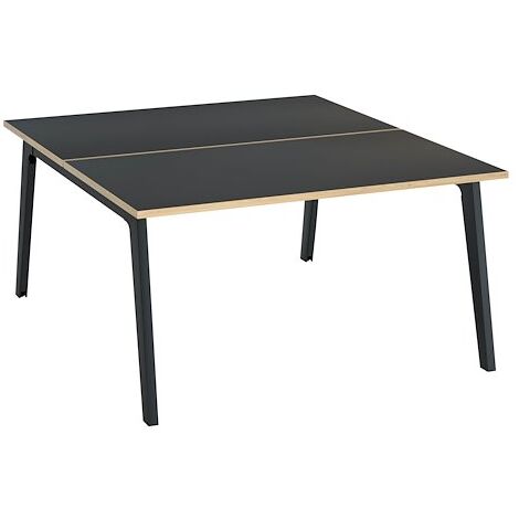 Pôle de 2 bureaux Exprim Carbone + goulotte L 140 cm piètement carbone - Maxiburo