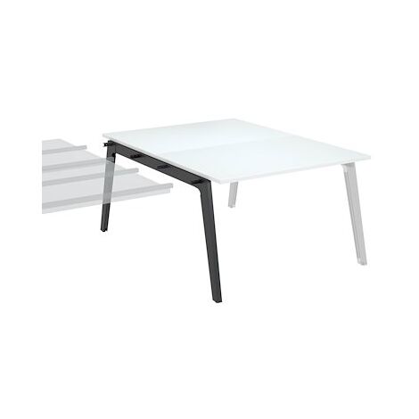Pôle de 2 bureaux suivants blanc piètement anthracite RAL 7016 + goulotte L 120 cm - Exprim - Maxiburo