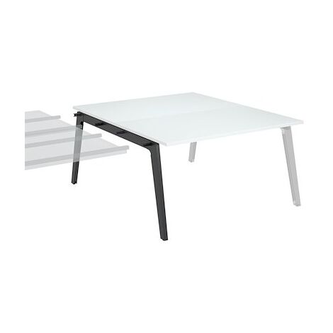 Pôle de 2 bureaux suivants blanc piètement anthracite RAL 7016 + goulotte L 140 cm - Exprim - Maxiburo