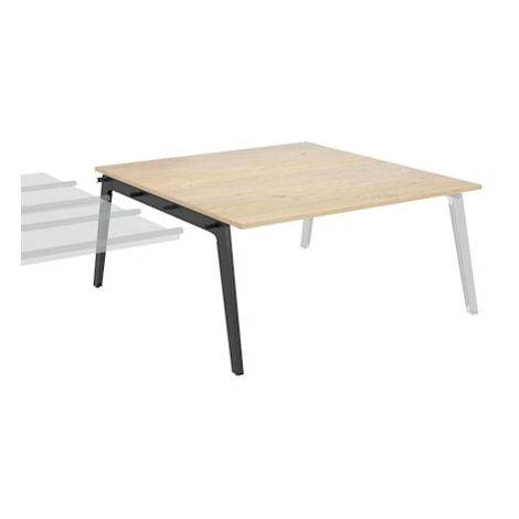 Pôle de 2 bureaux suivants blanc piètement anthracite RAL 7016 + goulotte L 160 cm - Exprim - Maxiburo