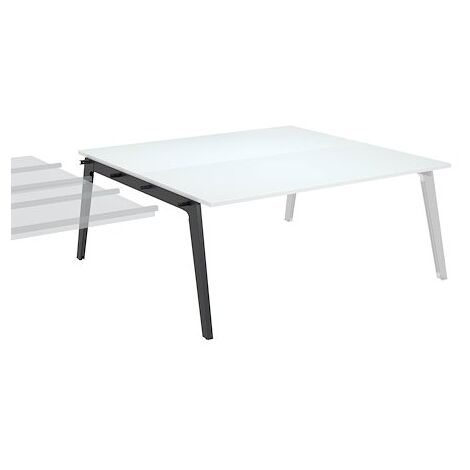 Pôle de 2 bureaux suivants blanc piètement anthracite RAL 7016 + goulotte L 180 cm - Exprim - Maxiburo