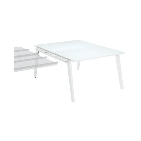 Pôle de 2 bureaux suivants blanc piètement blanc RAL 9010 + goulotte L 120 cm - Exprim - Maxiburo