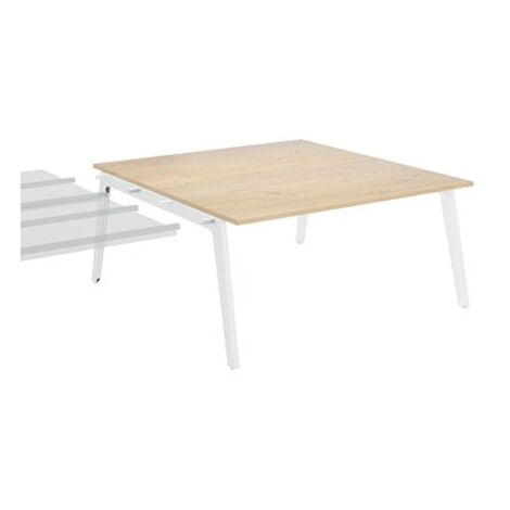 Pôle de 2 bureaux suivants blanc piètement blanc RAL 9010 + goulotte L 160 cm - Exprim - Maxiburo