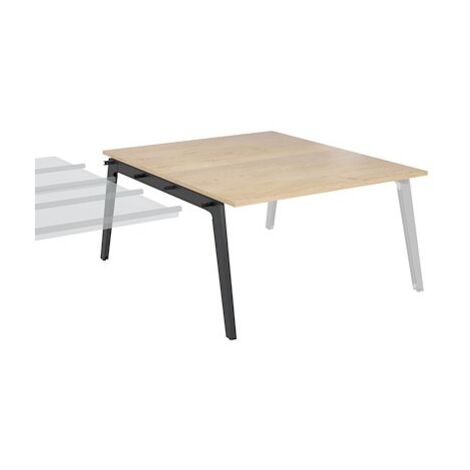 Pôle de 2 bureaux suivants chêne clair piètement anthracite RAL 7016 + goulotte  L 140 cm - Exprim - Maxiburo