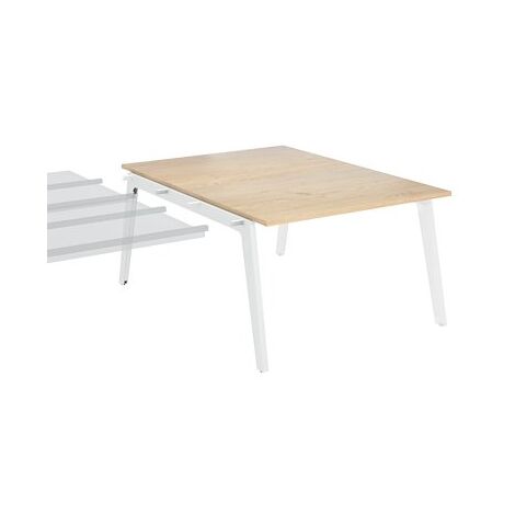 Pôle de 2 bureaux suivants chêne clair piètement blanc RAL 9010 + goulotte L 120 cm - Exprim - Maxiburo