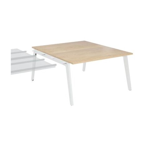 Pôle de 2 bureaux suivants chêne clair piètement blanc RAL 9010 + goulotte L 140 cm - Exprim - Maxiburo