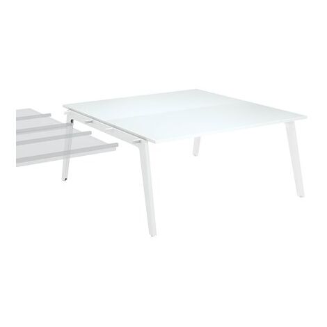Pôle de 2 bureaux suivants chêne clair piètement blanc RAL 9010 + goulotte L 160 cm - Exprim - Maxiburo