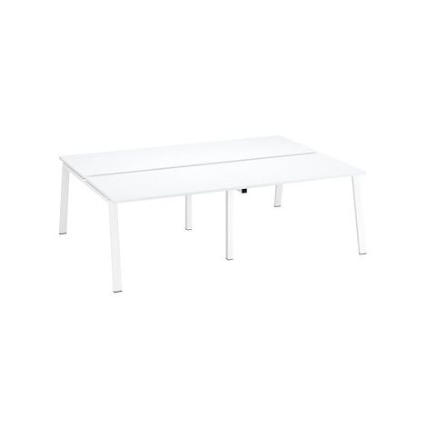 Pôle de 4 bureaux droits blanc L 120 x P 80 cm piétement métal blanc - Arch - Maxiburo