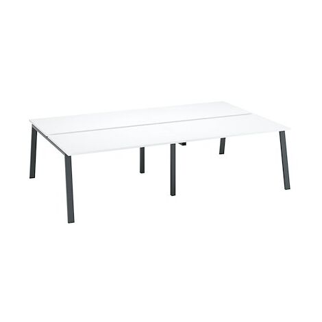 Pôle de 4 bureaux droits blanc L 140 x P 80 cm piétement métal anthracite - Arch - Maxiburo