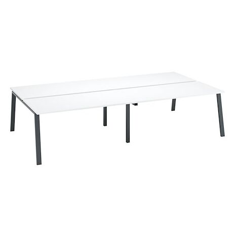 Pôle de 4 bureaux droits blanc L 160 x P 80 cm, piétement métal anthracite - Arch - Maxiburo