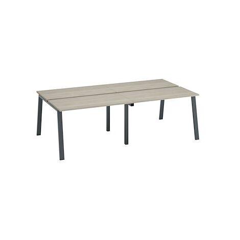 Pôle de 4 bureaux droits chêne gris L 120 x P 60 cm, piétement métal anthracite - Arch - Maxiburo