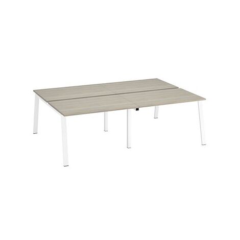 Pôle de 4 bureaux droits chêne gris L 120 x P 80 cm piétement métal blanc - Arch - Maxiburo