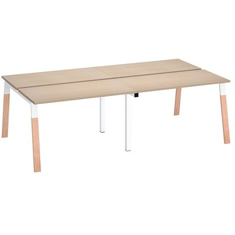 Pôle de 4 bureaux droits L 120 x P 60 cm, piétement bois métal chêne clair - Arch - Maxiburo