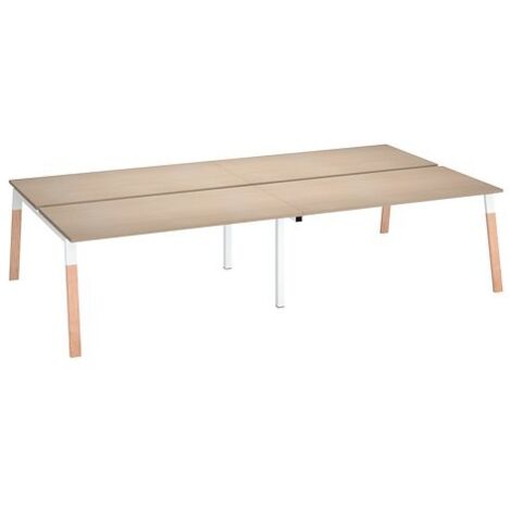 Pôle de 4 bureaux droits L 160 x P 60 cm, piétement bois métal chêne clair - Arch - Maxiburo