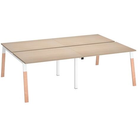 Pôle de 4 bureaux L 120 x P 80 cm, piétement bois métal chêne clair - Arch - Maxiburo