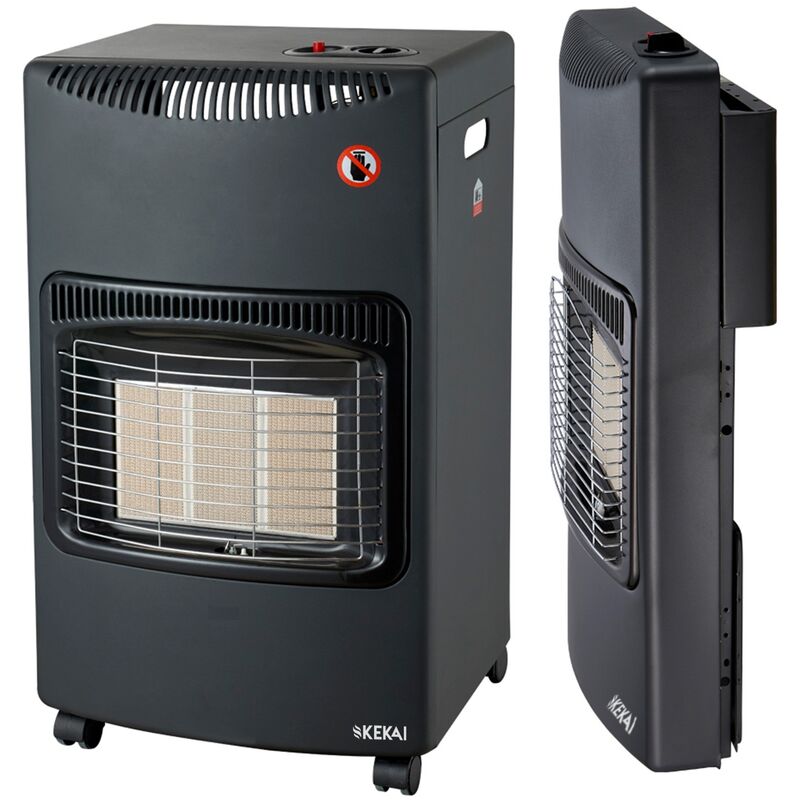 Kekai - Poêle à Gaz Catalytique Butane New Slim 42x26x73cm Pliable Puissance 1500W/4200W Certificat Énergétique a 4 Roulettes