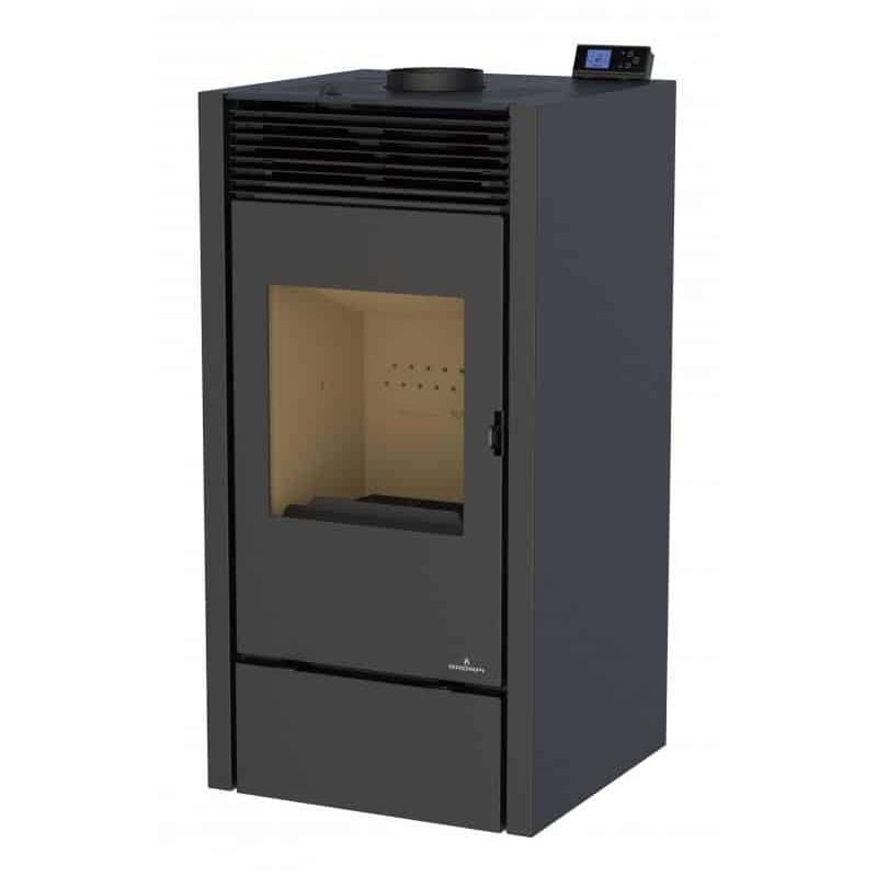 Bronpi - Poêle mixte bois et granulés Hybrid 11 kW - Plusieurs versions disponibles Finition Sans Vision sérigraphiée Coloris Noir